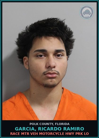 CCW arrest card for GARCIA, RICARDO RAMIRO in Polk County: Race Mtr Veh Motorcycle Hwy Prk Lo