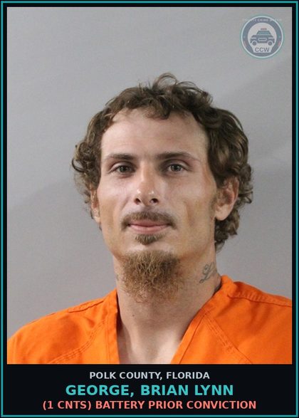 CCW arrest card for GEORGE, BRIAN LYNN in Polk County: (1 cnts) BATTERY PRIOR CONVICTION