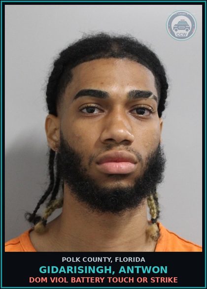 CCW arrest card for GIDARISINGH, ANTWON in Polk County: Dom Viol Battery Touch or Strike
