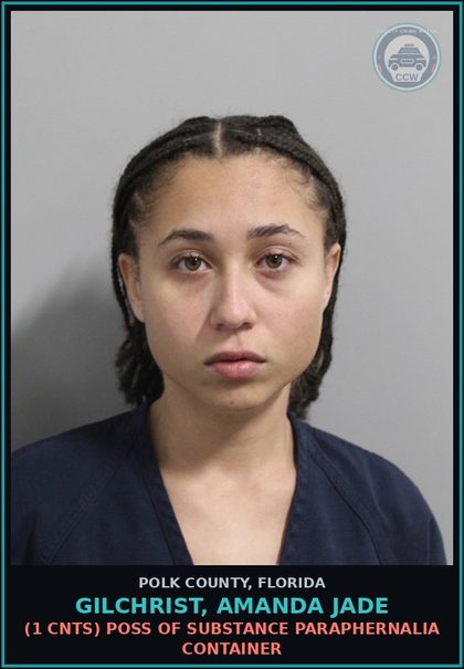 CCW arrest card for GILCHRIST, AMANDA JADE in Polk County: (1 cnts) Canna POSSESS NOT MORE THAN 20 GRAMS