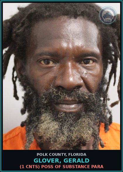 CCW arrest card for GLOVER, GERALD in Polk County: Canna POSSESS Not More Than 20