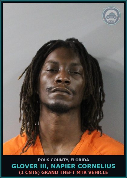 CCW arrest card for GLOVER III, NAPIER CORNELIUS in Polk County: Warrant Arrest Other Jurisdiction