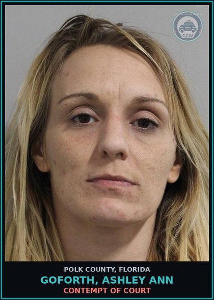 CCW arrest card for GOFORTH, ASHLEY ANN in Polk County: Contempt of Court