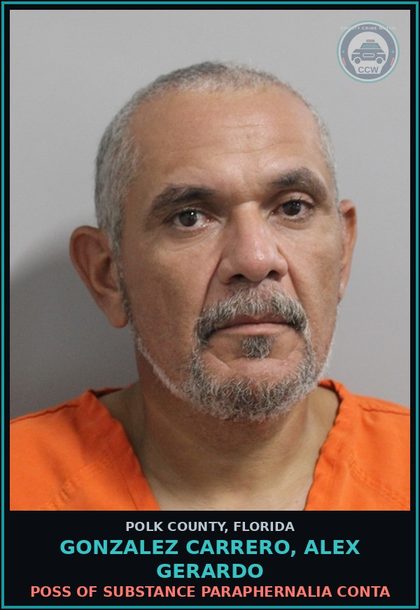CCW arrest card for GONZALEZ CARRERO, ALEX GERARDO in Polk County: POSS OF DRUG PARAPHERNALIA CONTA