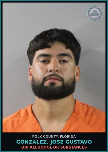 CCW arrest card for GONZALEZ, JOSE GUSTAVO in Polk County: Poss Harmful New Legend Drug WO Pr