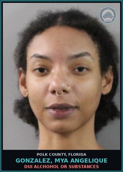 CCW arrest card for GONZALEZ, MYA ANGELIQUE in Polk County: DUI Alchohol or Drugs