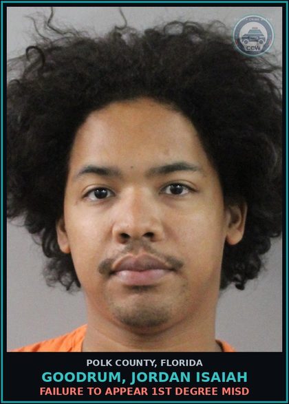 CCW arrest card for GOODRUM, JORDAN ISAIAH in Polk County: FAILURE TO APPEAR 1st Degree Misd