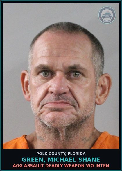 CCW arrest card for GREEN, MICHAEL SHANE in Polk County: Agg Assault Deadly Weapon WO Inten