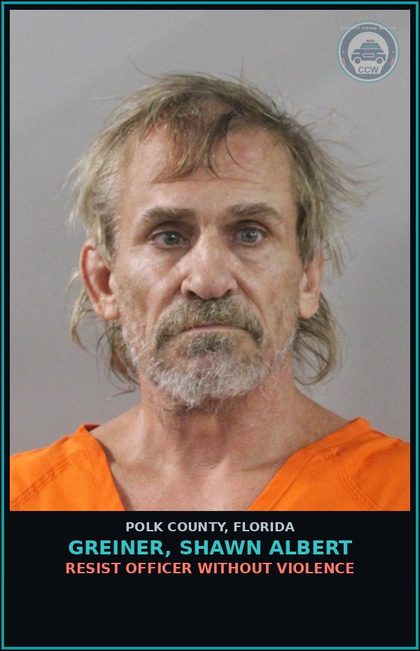 CCW arrest card for GREINER, SHAWN ALBERT in Polk County: Resist Officer without Violence