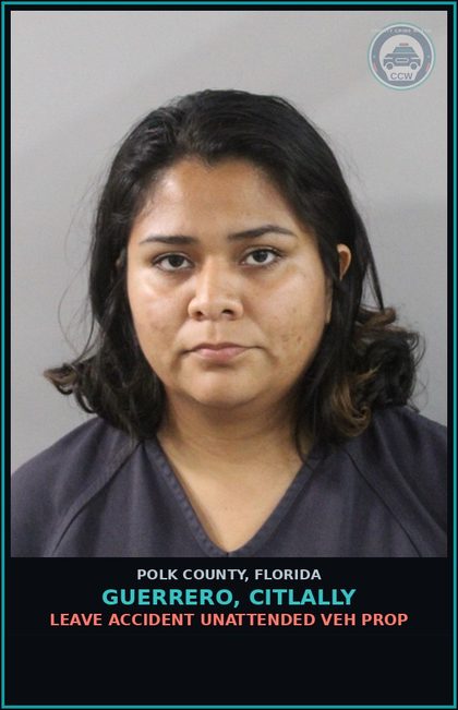 CCW arrest card for GUERRERO, CITLALLY in Polk County: Leave Accident Unattended Veh Prop