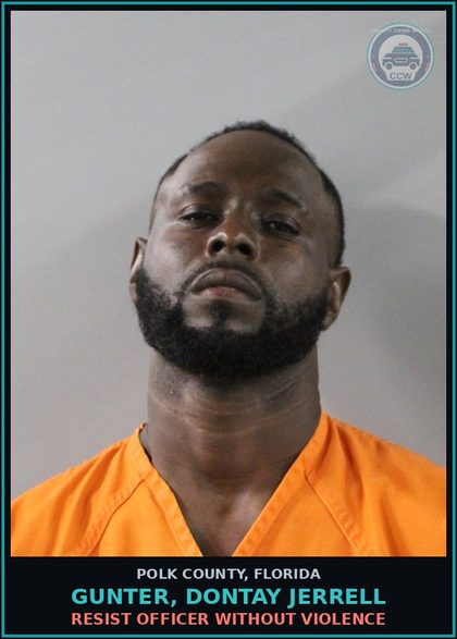CCW arrest card for GUNTER, DONTAY JERRELL in Polk County: Resist Officer without Violence