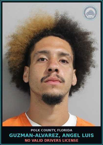 CCW arrest card for GUZMAN-ALVAREZ, ANGEL LUIS in Polk County: No Valid Drivers License
