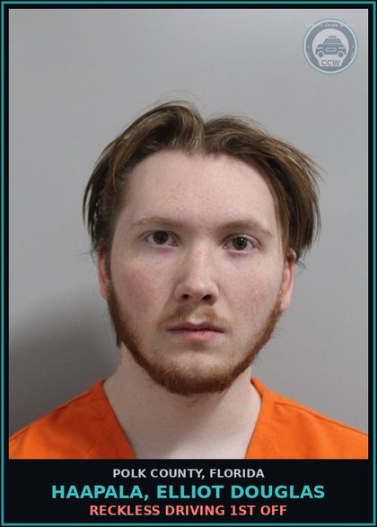 CCW arrest card for HAAPALA, ELLIOT DOUGLAS in Polk County: Reckless Driving 1st Off