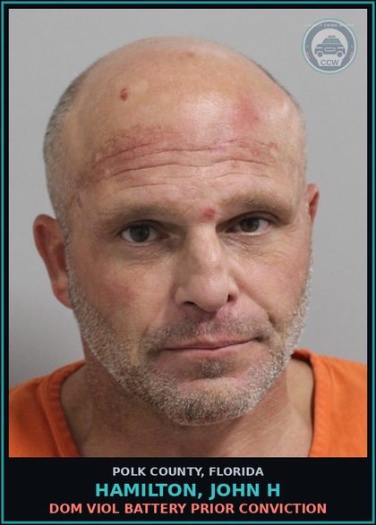 CCW arrest card for HAMILTON, JOHN H in Polk County: Dom Viol Battery Prior Conviction