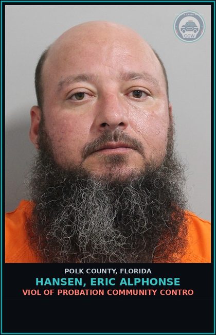 CCW arrest card for HANSEN, ERIC ALPHONSE in Polk County: Viol of Probation Community Contro
