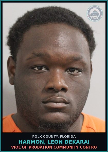 CCW arrest card for HARMON, LEON DEKARAI in Polk County: Viol of Probation Community Contro