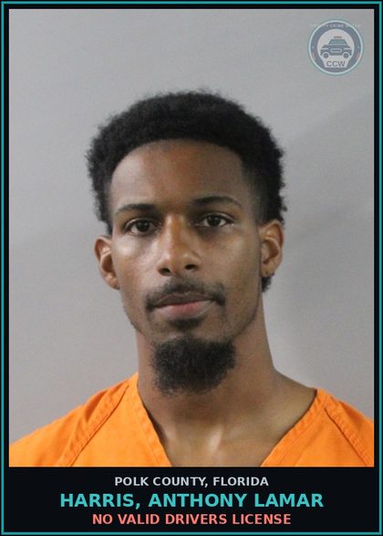 CCW arrest card for HARRIS, ANTHONY LAMAR in Polk County: No Valid Drivers License