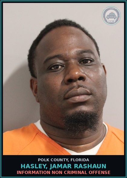 CCW arrest card for HASLEY, JAMAR RASHAUN in Polk County: Information Non Criminal Offense