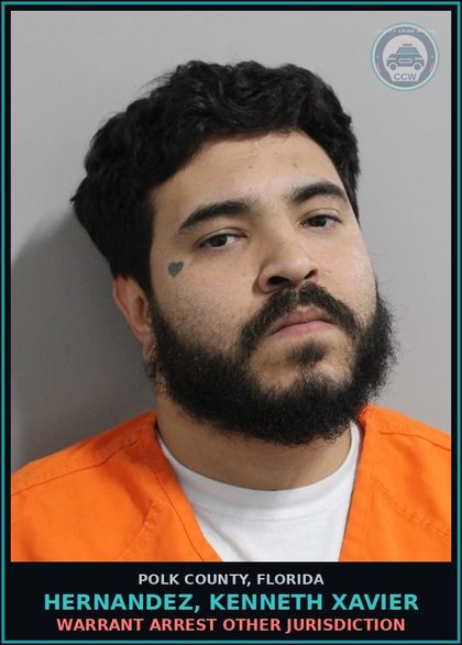 CCW arrest card for HERNANDEZ, KENNETH XAVIER in Polk County: Warrant Arrest Other Jurisdiction