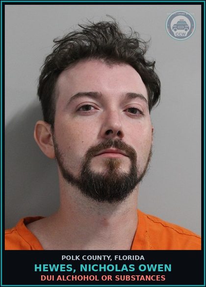 CCW arrest card for HEWES, NICHOLAS OWEN in Polk County: DUI Alchohol or Drugs