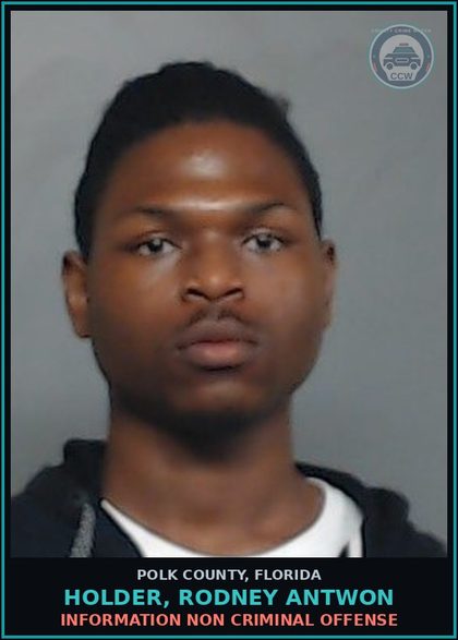 CCW arrest card for HOLDER, RODNEY ANTWON in Polk County: Information Non Criminal Offense