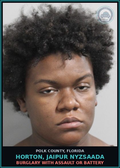 CCW arrest card for HORTON, JAIPUR NYZSAADA in Polk County: Burglary with Assault or Battery