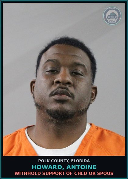 CCW arrest card for HOWARD, ANTOINE in Polk County: Withhold Support of chld or Spous