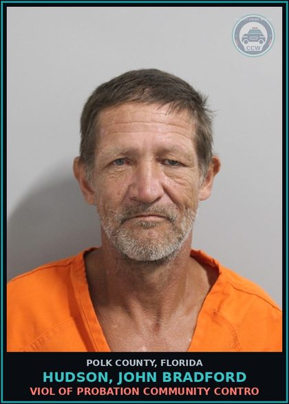 CCW arrest card for HUDSON, JOHN BRADFORD in Polk County: Viol of Probation Community Contro