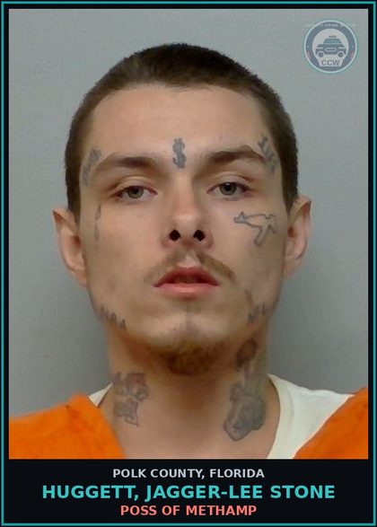 CCW arrest card for HUGGETT, JAGGER-LEE STONE in Polk County: Smuggle Contraband Prison Controll