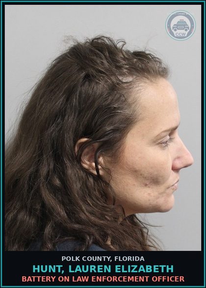 CCW arrest card for HUNT, LAUREN ELIZABETH in Polk County: Battery on Law Enforcement Officer
