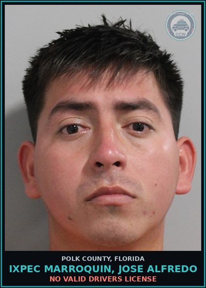 CCW arrest card for IXPEC MARROQUIN, JOSE ALFREDO in Polk County: No Valid Drivers License