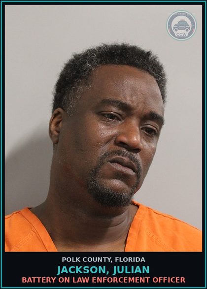 CCW arrest card for JACKSON, JULIAN in Polk County: Battery on Law Enforcement Officer