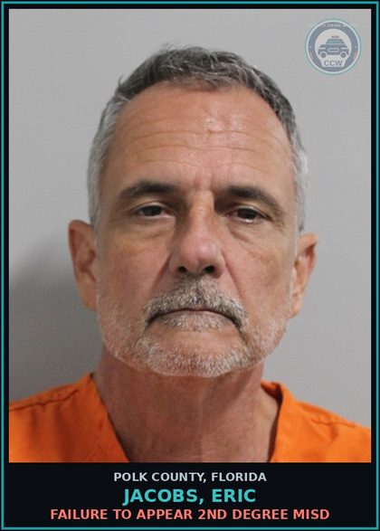 CCW arrest card for JACOBS, ERIC in Polk County: FAILURE TO APPEAR 2nd Degree Misd