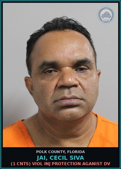 CCW arrest card for JAI, CECIL SIVA in Polk County: (1 cnts) VIOL INJ PROTECTION AGANIST DV