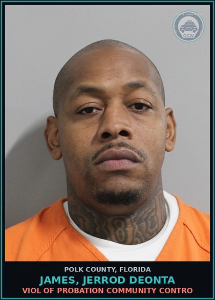 CCW arrest card for JAMES, JERROD DEONTA in Polk County: Viol of Probation Community Contro