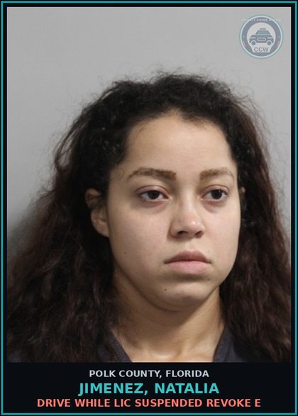 CCW arrest card for JIMENEZ, NATALIA in Polk County: Drive While Lic Suspended Revoke E