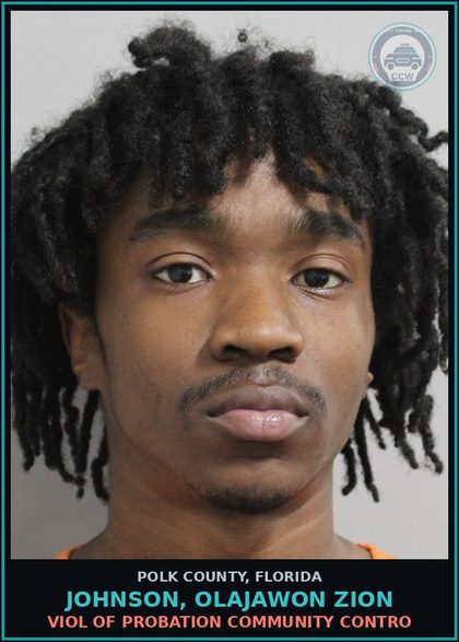 CCW arrest card for JOHNSON, OLAJAWON ZION in Polk County: Viol of Probation Community Contro