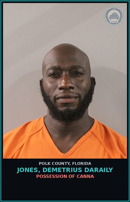 CCW arrest card for JONES, DEMETRIUS DARAILY in Polk County: POSSESSION OF Canna
