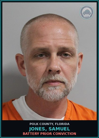 CCW arrest card for JONES, SAMUEL in Polk County: Battery Prior Conviction