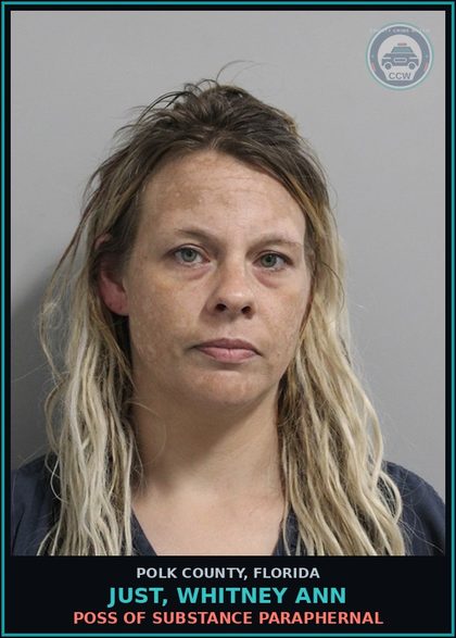 CCW arrest card for JUST, WHITNEY ANN in Polk County: POSS OF DRUG PARAPHERNAL