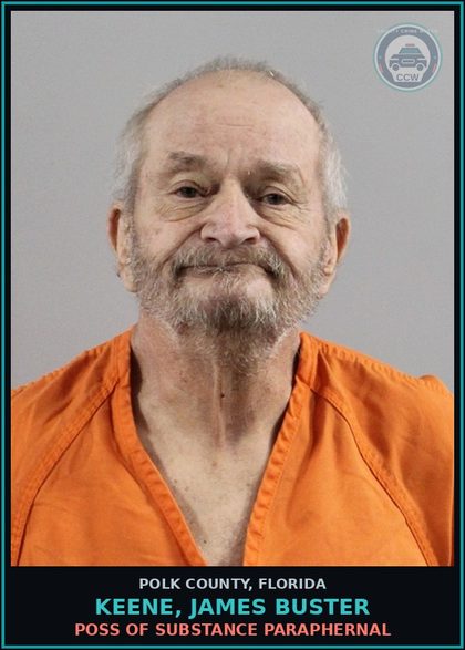 CCW arrest card for KEENE, JAMES BUSTER in Polk County: POSS OF DRUG PARAPHERNAL