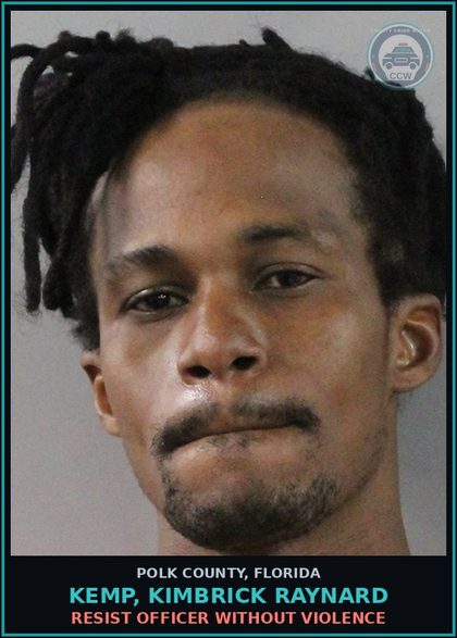 CCW arrest card for KEMP, KIMBRICK RAYNARD in Polk County: Resist Officer without Violence