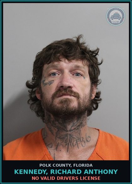 CCW arrest card for KENNEDY, RICHARD ANTHONY in Polk County: No Valid Drivers License