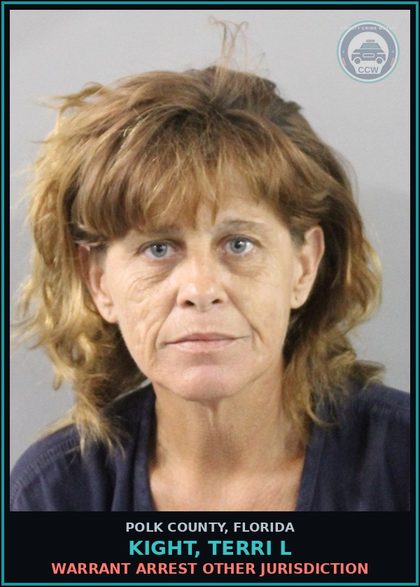 CCW arrest card for KIGHT, TERRI L in Polk County: Warrant Arrest Other Jurisdiction