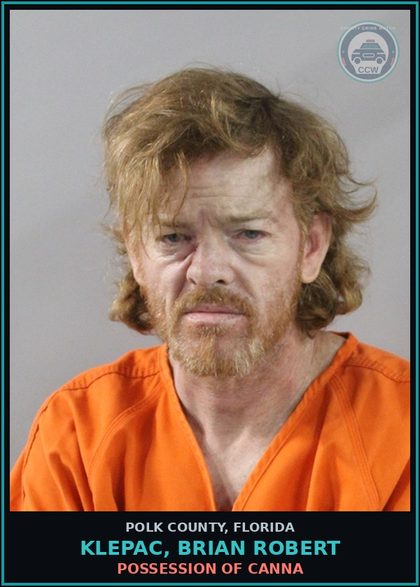 CCW arrest card for KLEPAC, BRIAN ROBERT in Polk County: POSSESSION OF Canna