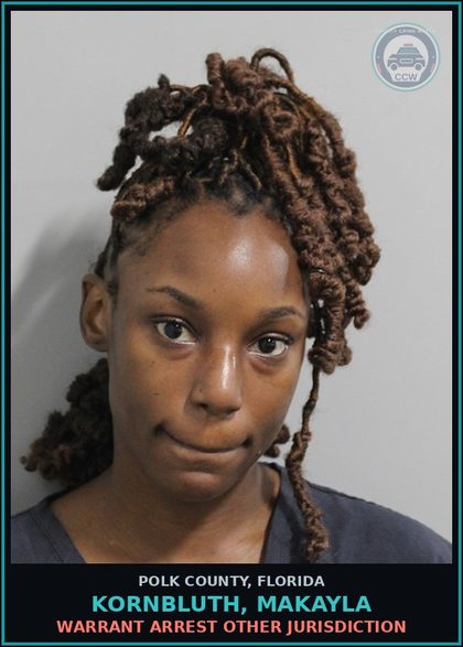 CCW arrest card for KORNBLUTH, MAKAYLA in Polk County: Warrant Arrest Other Jurisdiction