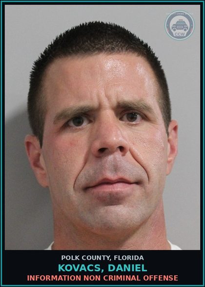 CCW arrest card for KOVACS, DANIEL in Polk County: Information Non Criminal Offense