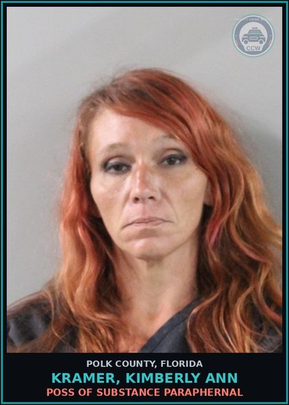 CCW arrest card for KRAMER, KIMBERLY ANN in Polk County: POSS OF DRUG PARAPHERNAL