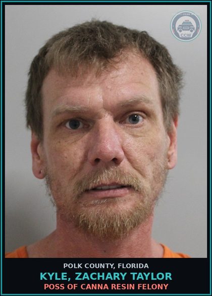 CCW arrest card for KYLE, ZACHARY TAYLOR in Polk County: POSS OF DRUG PARAPHERNAL SMOKING