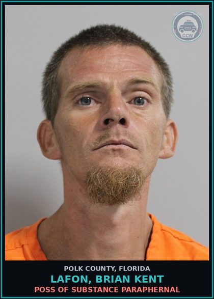 CCW arrest card for LAFON, BRIAN KENT in Polk County: POSS OF DRUG PARAPHERNAL